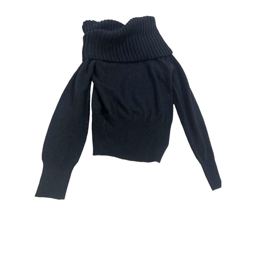 Worthington Women's S Black Cowl Neck Knit Long Sleeve Pullover Sweater Ribbed